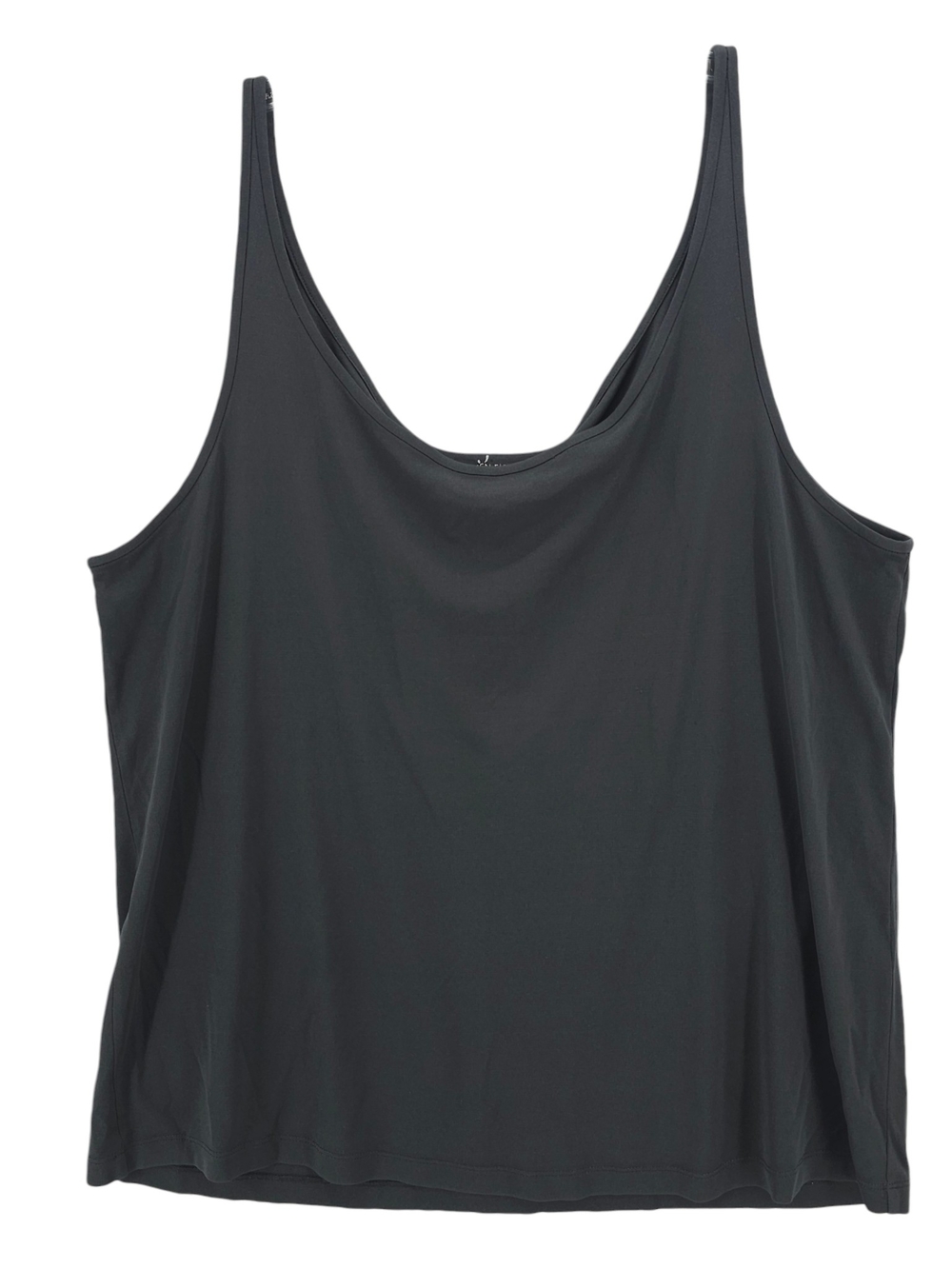 EILEEN FISHER Dark Gray 100% Silk Tank Top Stretch Scoop Neck Size XL